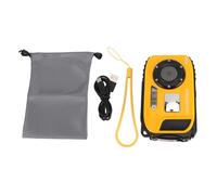 QWUUYEC Cámara Deportiva Submarina 1080P 48MP, Pantalla a Color 2,4 Pulgadas, Impermeable 5M, Tarjeta Memoria 32G - Antivibración, Reconocimiento Facial, Vídeos y Fotos Nítidas Bajo Agua (Amarillo)