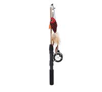 QWUUYEC Cat Fishing Pole Toy, Juego Interactivo para Gatos, Resistente a Mordeduras, Varilla Multifuncional con Pluma - Diseño Realista, Longitud Ajustable, Ideal para Entrenamiento y