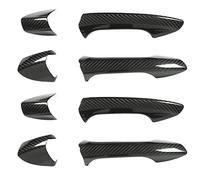 QWUUYEC Cubierta Exterior Manija de Puerta con Tapón, Cubierta Carbono para - W204 W212 W218 W207 LHD, 4 Piezas - Protección Antirayaduras, Material Carbono Seco, Estilo Mejorado y (sensor de pecado)