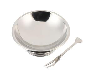 QWUUYEC Cuenco para Helado Acero Inoxidable, Tazón para Postres, Ensaladas y Pudding, Incluye Tenedor, 100g - Diseño Robusto, Aislamiento Eficaz, Ideal para Cocina y Uso Diario (Corto Grande 11CM)
