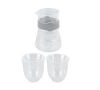 QWUUYEC de Vidrio Borosilicato 300ml y Tazas 150ml, Resistente a Frío y Calor - Diseños Dobles con Marcas Doradas, Ideal para Hogar y Café