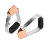 QWUUYEC Estribos para Montar a Caballo, Estribo Vaquero de Aluminio con Almohadilla Antideslizante, Ligero y Resistente - Seguro, con Cubierta de Cuero y Diseño Ergonómico para Equitació