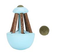 QWUUYEC Juguete Divertido para Gatos con Bola de Catnip, Juego de Entrenamiento y Limpieza de Dientes, Color Azul o Rosa - Reduce Estrés, Elimina Sarro y Promueve Salud Bucal (Azul)