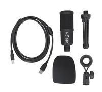 QWUUYEC Micrófono Condensador USB Supercardioide, Micrófono de Escritorio con Cable, Alta Frecuencia de Muestreo 192KHz y 24Bit - Cancelación de Ruido, Control de Volumen, Ideal para