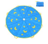 QWUUYEC Paracaídas Infantil 1.8M, Juego de Paracaidismo Grande de Colores íris, Tela Resistente para Entrenamiento y Juegos al Aire - Fomenta Coordinación, Comunicación y