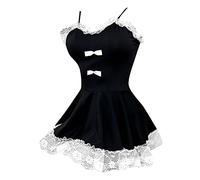 QWUVEDS Oktoberfest 2022 - Disfraz de sirvienta para sirvienta, varios tamaños a elegir, juego de encaje seductor, lencería divertida, ropa de dormir para mujer, conjunto sexy corto, Negro , L