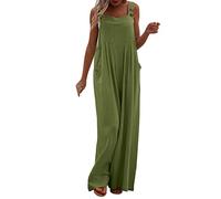 QWUVEDS Pijama Mujer Mono Casual Bolsillo Mujer Pelele Correa Sólido Playsuit Botón Mono Largo Mono Mujer Mono Pantalones Vestido Mujer Verano, AG. XXL (CXRc3oYyg)
