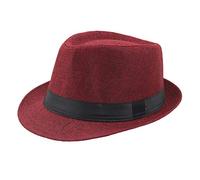QWUVEDS Sombrero de paja hombres y mujeres sombrero de jazz retro sombrero de sol británico sombrero de sol de viaje gorra niño, Z1 rojo., Talla única