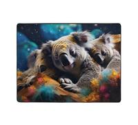 Qwvbn Alfombrilla antideslizante para dormir con estampado de koala madre e hijo, 160 x 122 cm, decoración del hogar, suave y antideslizante, adecuada para salas de estar, hoteles y oficinas.