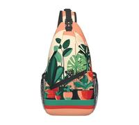 Qwvbn Bolsa cruzada casual con estampado de plantas verdes para interiores, ligera y resistente a las arrugas, adecuada para viajes, senderismo y escalada