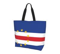 Qwvbn Bolsa de compras con estampado de bandera de Cabo Verde para mujer, diseño espacioso y elegante, perfecto para viajes diarios y compras.