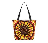 Qwvbn Bolsa de compras con estampado de llamas con cierre de cremallera, ligera y elegante, adecuada para ir de compras, viajes y uso diario.