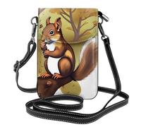 Qwvbn Bolso cruzado de piel con solapa para teléfono con diseño de ardilla que come nueces, suave e impermeable, se puede utilizar como cartera, con una correa de hombro desmontable.