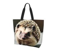 Qwvbn Bonito bolso de compras con estampado de erizo para mujer, diseño espacioso y elegante, perfecto para viajes diarios y compras.