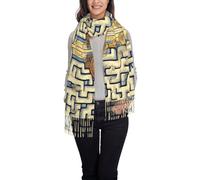 Qwvbn Bufanda con flecos de pelo largo con estampado de mapa del tesoro del laberinto, elegante y cálida, perfecta para combinar con atuendos de otoño e invierno.