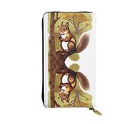 Qwvbn Cartera larga de piel con estampado de ardilla que come nueces, para guardar cheques en efectivo y teléfonos móviles, adecuada tanto para hombres como para mujeres.