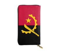 Qwvbn Cartera larga de piel con estampado de bandera de Angola para guardar cheques en efectivo y teléfonos celulares, adecuada tanto para hombres como para mujeres.