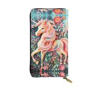Qwvbn Cartera larga de piel con estampado de unicornio de corte de papel rosa para guardar cheques de efectivo y teléfonos celulares, adecuada tanto para hombres como para mujeres.
