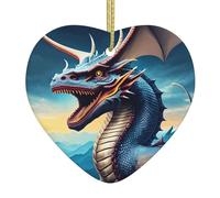 QWVBN Colgante de corazón de cerámica con diseño de dragón rugiente, adorno colgante, adecuado para regalos para amigos y familiares