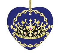 QWVBN Colgante de corazón de cerámica con diseño de tiara de fantasía, adorno colgante, adecuado para regalos para amigos y familiares