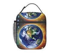 Qwvbn Cosmic Earth - Bolsa de almuerzo aislada de mano, reutilizable, adecuada para el trabajo, viajes, picnics, oficina, etc.