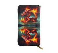 Qwvbn Dragon King in Fire - Cartera larga de piel con estampado de dragón para guardar cheques en efectivo y teléfonos móviles, adecuada tanto para hombres como para mujeres.