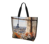 Qwvbn Hermosa bolsa de compras con estampado de pilones en la distancia para mujer, diseño espacioso y elegante, perfecto para viajes diarios y compras.