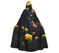 Qwvbn Hermosas rosas amarillas con capucha para Halloween, disfraz de juego de rol, capa ligera y drapeada
