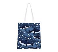 Qwvbn Las bolsas de lona Blue Killer Whale son reutilizables y adecuadas para ir de compras, ir a la escuela, ir al trabajo, etc.