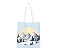 Qwvbn Las bolsas de lona de White Snowy Mountains son reutilizables y adecuadas para ir de compras, ir a la escuela, ir al trabajo, etc.