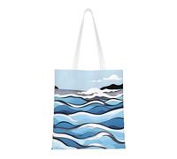 Qwvbn Las bolsas de lona Waves Lapping At The Rocks son reutilizables y adecuadas para ir de compras, ir a la escuela, ir al trabajo, etc.