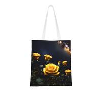 Qwvbn Las hermosas bolsas de lona con rosas amarillas son reutilizables y adecuadas para ir de compras, ir a la escuela, ir al trabajo, etc.
