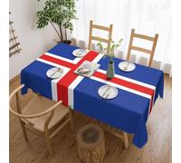 Qwvbn Mantel cuadrado de encaje con la bandera de Islandia, 137 x 183 cm, impermeable y resistente a las arrugas, adecuado para mesas de comedor y mesas de té