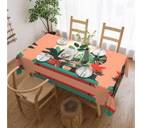 Qwvbn Mantel cuadrado de encaje con plantas verdes en maceta para interiores, de 54 x 72 pulgadas, impermeable y resistente a las arrugas, adecuado para mesas de comedor y mesas de té