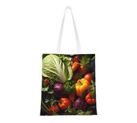 Qwvbn Muchas bolsas de lona de verduras frescas son reutilizables y adecuadas para ir de compras, ir a la escuela, ir al trabajo, etc.