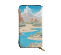 Qwvbn Oasis in The Desert Prints - Cartera larga de piel para guardar cheques en efectivo y teléfonos celulares, adecuada tanto para hombres como para mujeres.