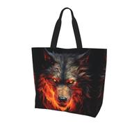 Qwvbn Red Wolf and Fire Prints - Bolsa de compras de un solo hombro para mujer, diseño espacioso y elegante, perfecto para viajes diarios y compras.