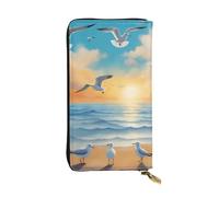 Qwvbn Seagulls by The Sea Prints - Cartera larga de piel para guardar cheques en efectivo y teléfonos móviles, adecuada tanto para hombres como para mujeres.