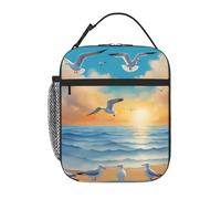 Qwvbn Seagulls by The Sea Prints - Lonchera portátil ligera y aislada, adecuada tanto para hombres como para mujeres, ideal para picnics y viajes