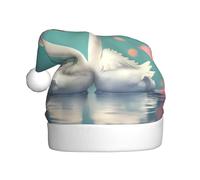 Qwvbn Sombrero de Papá Noel de felpa para adultos, el cisne enamorado, estampados suaves y cómodos para Navidad, Año Nuevo, regalos de fiesta para hombres y mujeres