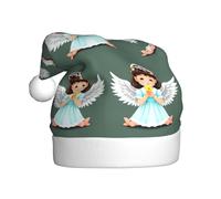 Qwvbn Sombrero de Papá Noel de felpa para adultos, lindo ángel pequeño, estampado suave y cómodo para Navidad, Año Nuevo, regalos de fiesta para hombres y mujeres