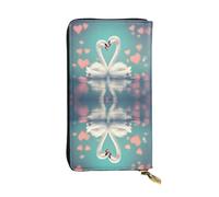 Qwvbn The Swan in Love Prints - Cartera larga de cuero para guardar cheques en efectivo y teléfonos móviles adecuada tanto para hombres como para mujeres.