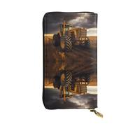 Qwvbn Tractor in The Field - Cartera larga de piel para guardar cheques de efectivo y teléfonos celulares, adecuada tanto para hombres como para mujeres.