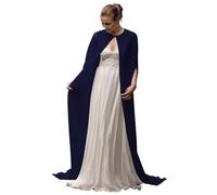 QWWQYDY Chaqueta Calada Mujer Capa Larga de Gasa for Novia, for Boda, con Cuello Redondo, for graduación, Suave y Elegante, for Mujer(Deep Blue,Back Length 1.3m)