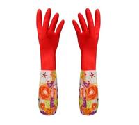 QWWQYDY Guantes Cocina 1pair Colored Latex Extended Household Gloves For Washing Dishes And Clothes, Dedicated For Cleaning(Red)