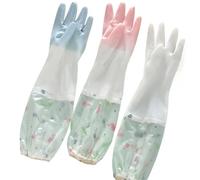 QWWQYDY Guantes Cocina 1Pair Lengthen Dishwashing Cleaning Silicone Gloves Rubber Dish Washing Glove Scrubber For Household Kitchen Clean Tool(Pink)