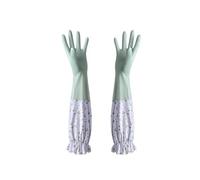 QWWQYDY Guantes Cocina Rubber Dish Washing Gloves Velvet Elastic Cuffs Housework Long Sleeve Waterproof Winter Cleaning Kitchen(Green-A)