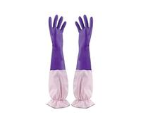 QWWQYDY Guantes Cocina Washing Gloves Dishwashing Cleaning Rubber Household Long Thickening WomenGloves Sleeve Floral Glove Waterproof Kit(PURPLE)