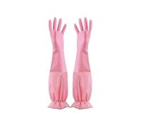 QWWQYDY Guantes Cocina Washing Gloves Dishwashing Cleaning Rubber Household Long Thickening WomenGloves Sleeve Floral Glove Waterproof Kit(Pink)