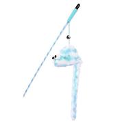 QWWQYDY Juegos para Gatos Juguetes for Gatos: Palo Divertido, caña elástica, Juguete con Cascabel, Peluche de ratón de Cola Larga a Rayas, Accesorios for Mascotas(Blue)